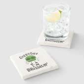 Vegane Brüssel-Sprossen Steinuntersetzer (Seitenansicht)