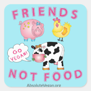 Vegane E-Mail-Aufkleber - Freunde nicht essen (bla Quadratischer Aufkleber