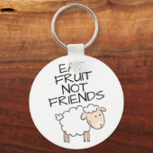 Vegane Essfrucht nicht Freunde niedliche weiße Sch Schlüsselanhänger (Vorderseite)