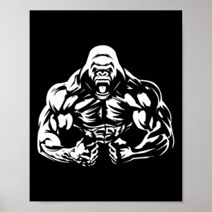 Vegane Fitness Gorilla Workout Apparel Erwachsene Poster