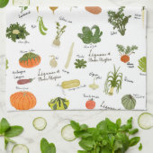 Vegane französische Küchenkunst Aquarellveggies Geschirrtuch (Gefaltet)