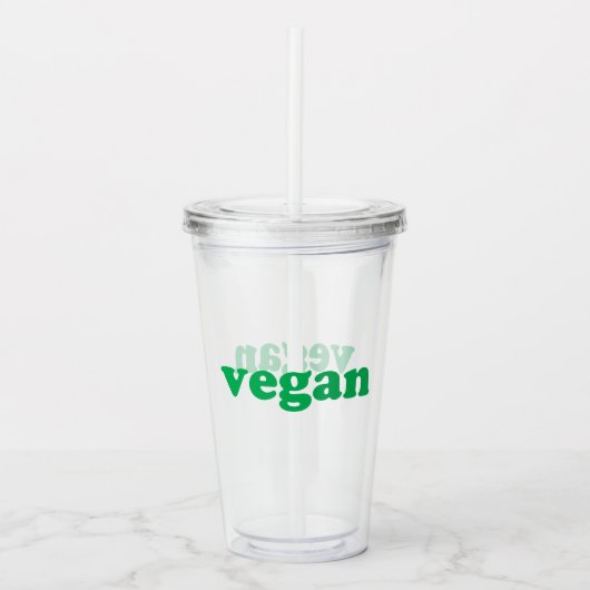 "vegane" grüne Buchstaben Acryltrinkbecher (Vorderseite)
