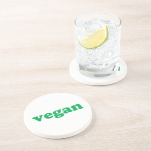 "vegane" grüne Buchstaben, weiß Getränkeuntersetzer