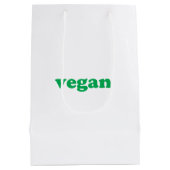 "vegane" grüne Buchstaben, weiß Mittlere Geschenktüte (Rückseite)