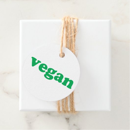 "vegane" grüne Buchstaben, weiß oder braun Geschenkanhänger (Beispiel)