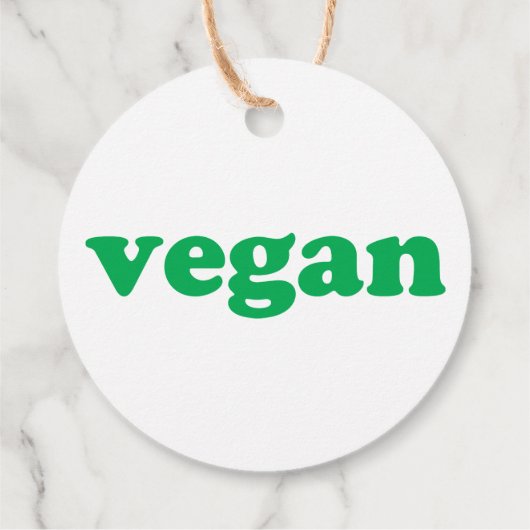 "vegane" grüne Buchstaben, weiß oder braun Geschenkanhänger (Rückseite)