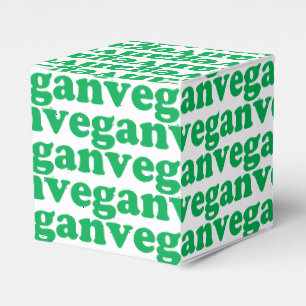 "vegane" grüne Buchstaben, weiße Muster Geschenkschachtel