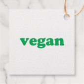 "vegane" grüne Buchstaben, weißer Hintergrund Geschenkanhänger (Rückseite)
