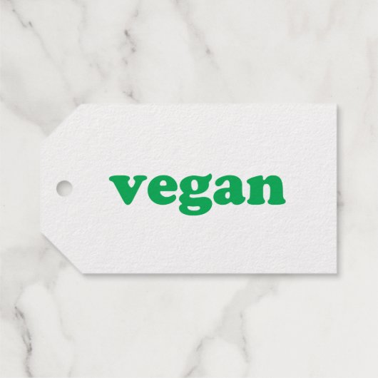 "vegane" grüne Buchstaben, weißer Hintergrund Geschenkanhänger (Rückseite (Horizontal))