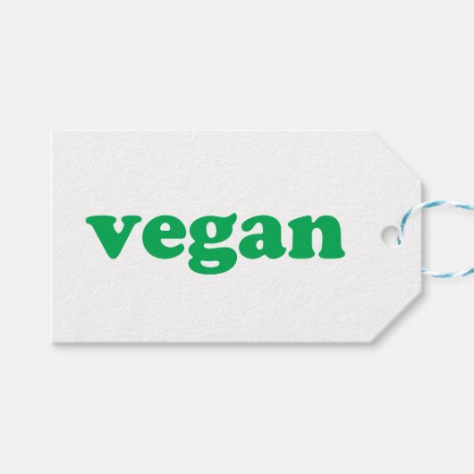 "vegane" grüne Buchstaben, weißer Hintergrund Geschenkanhänger (Vorderseite (Horizontal))