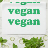 "vegane" grüne Buchstaben, weißer Hintergrund Geschirrtuch (Gefaltet)