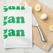 "vegane" grüne Buchstaben, weißer Hintergrund Geschirrtuch (Viertel Falte)