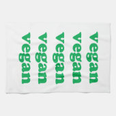 "vegane" grüne Buchstaben, weißer Hintergrund Geschirrtuch (Horizontal)