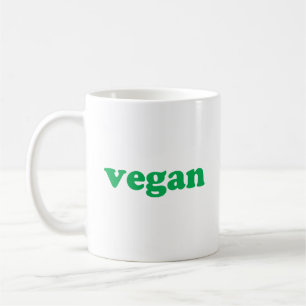 "vegane" grüne Buchstaben, weißer Hintergrund Kaffeetasse