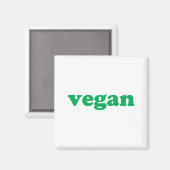 "vegane" grüne Buchstaben, weißer Hintergrund Magnet (Vorderseite/Rückseite)