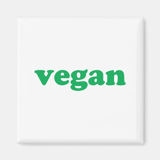 "vegane" grüne Buchstaben, weißer Hintergrund Magnet (Vorne)