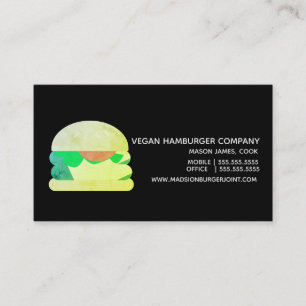 Vegane Hamburger-Imbiss-Hub-Restaurant Visitenkart Visitenkarte
