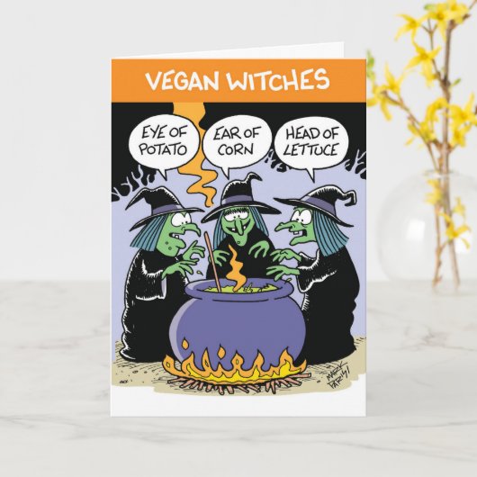 Vegane Hexen Halloween Karte (Gelbe Blume)