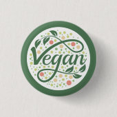 Vegane kreative Typografie mit grünen Blätter Button (Vorderseite)