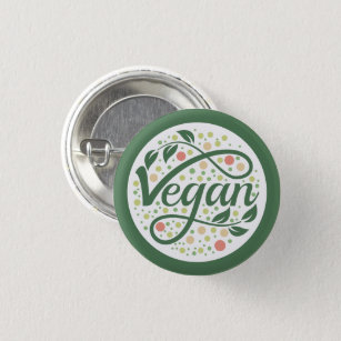 Vegane kreative Typografie mit grünen Blätter Button
