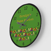 Vegane Küche, Gemüse, Ihr Name Große Wanduhr (Winkel)