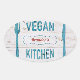Vegane Küche personalisiert Oval Stickers