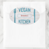 Vegane Küche personalisiert Oval Stickers (Tasche)