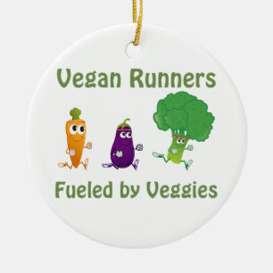 Vegane Läufer - angetrieben von Veggies Keramikornament