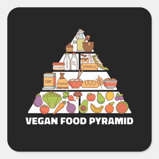 VEGANE LEBENSMITTELPYRAMID QUADRATISCHER AUFKLEBER (Vorderseite)