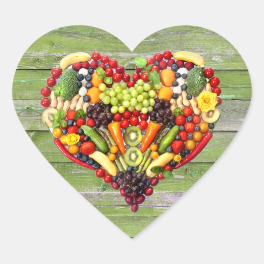 VEGANE LIEBE - Ihr Herz-Grün-Holz Herz-Aufkleber (Vorderseite)
