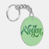 Vegane Logo-Grüne Typografie Schlüsselanhänger (Vorderseite links)