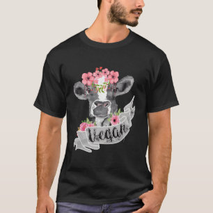Vegane, lustige Kuh mit Blume-Headband-Geschenk T-Shirt