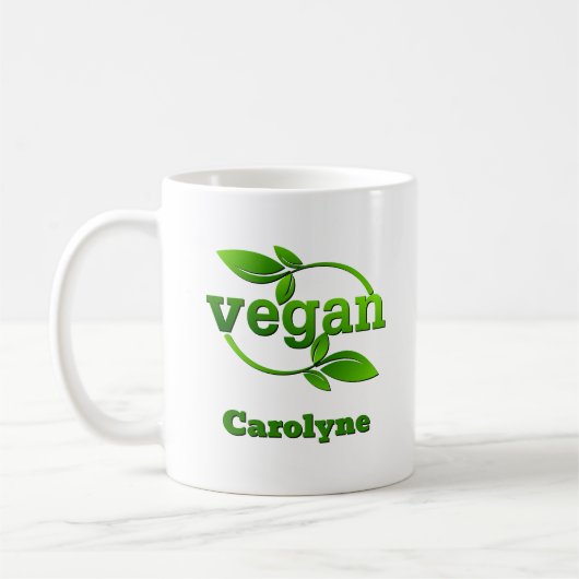 Vegane Namensgrüne Blätter hinzufügen Kaffeetasse (Links)