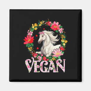 Vegane Niedliche Pferde Blume Runde Landwirtschaft Magnet