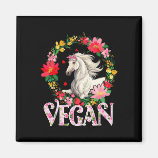 Vegane Niedliche Pferde Blume Runde Landwirtschaft Magnet