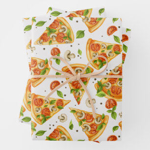 Vegane Pizzascheiben für Pizzaliebhaber Geschenkpapier Set