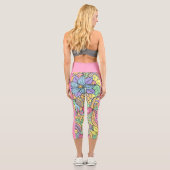 Vegane Prinzessin farbenfrohe Blumenmandala Capri Leggings (Rückseite)