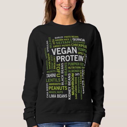 Vegane Proteinquellen Word Cloud Gym Workout Healt Sweatshirt (Vorderseite)