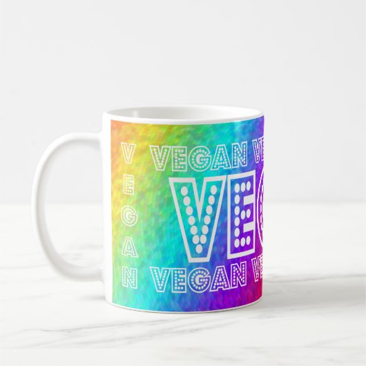 Vegane Regenbogen-Hintergrund-Tasse Kaffeetasse (Links)