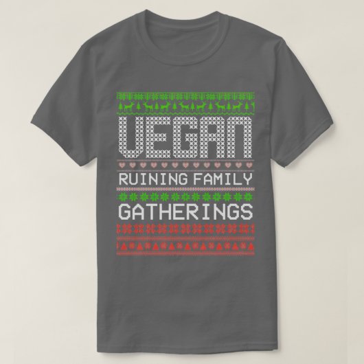 Vegane Ruiningfamilien-Ansammlungen Vegan Weihnach T-Shirt (Design vorne)