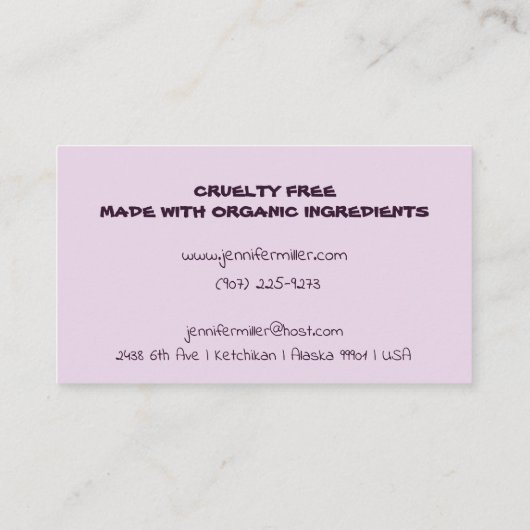 Vegane Seife Visitenkarte (Rückseite)