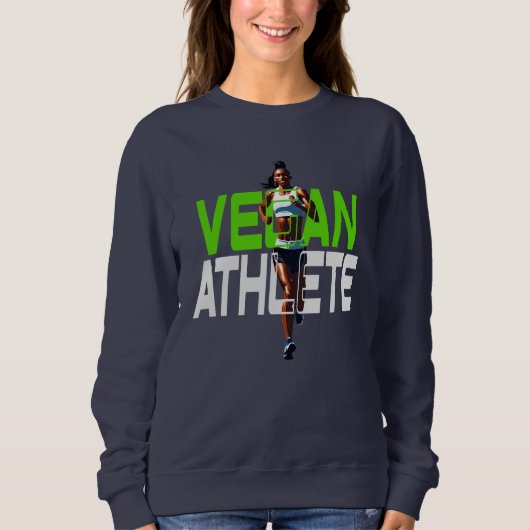 vegane Sportlerin , veganes Pullover (Vorderseite)