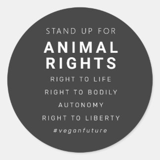 Vegane Tierrechte - Minimale Typografie Runder Aufkleber