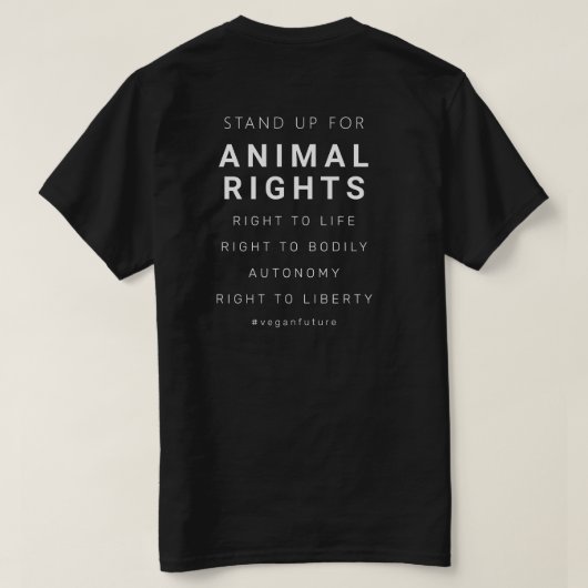 Vegane Tierrechte Minimaler T - Shirt für Typograf (Design Rückseite)