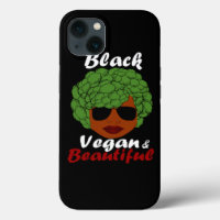 Vegane Vegetarier Schwarzer Afro Frau Broccoli Hai