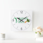 Vegane Vibes Quadratische Wanduhr (Zuhause)