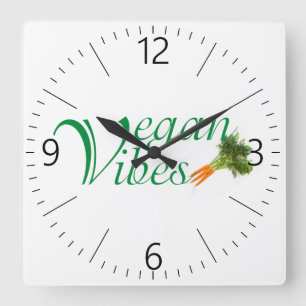 Vegane Vibes Quadratische Wanduhr