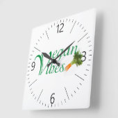 Vegane Vibes Quadratische Wanduhr (Winkel)