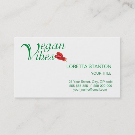 Vegane Vibes Visitenkarte (Vorderseite)