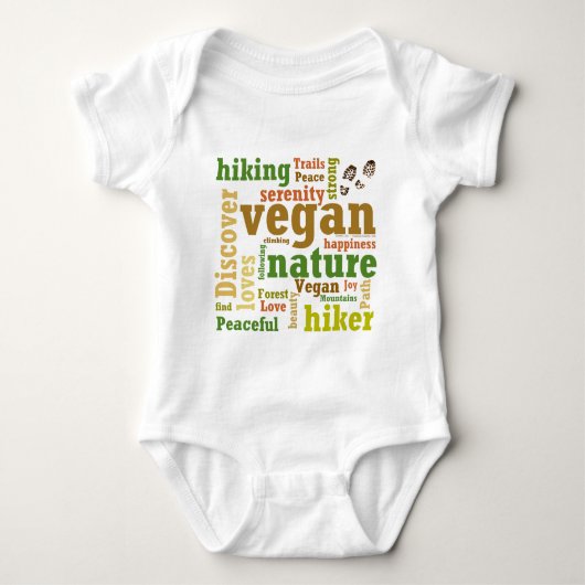 Vegane Wanderung Word Cloud Baby Strampler (Vorderseite)